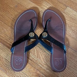 Tory Burch Black & Brown Leather Sandals